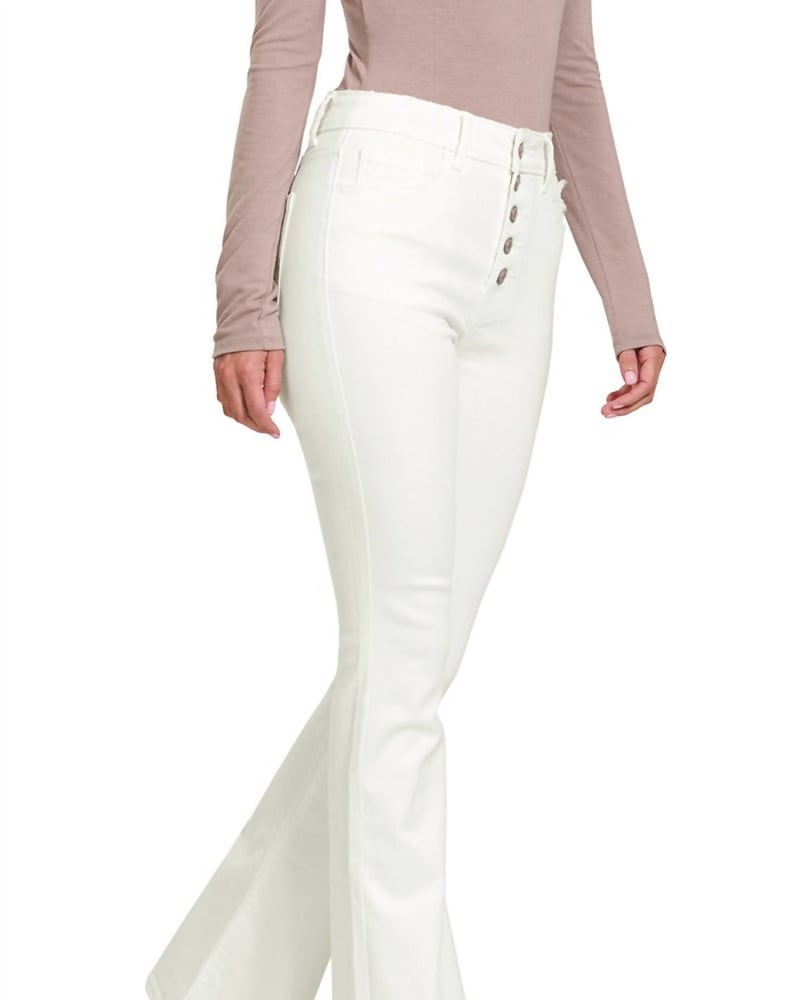 High waisted button fly flare jeans hotsell